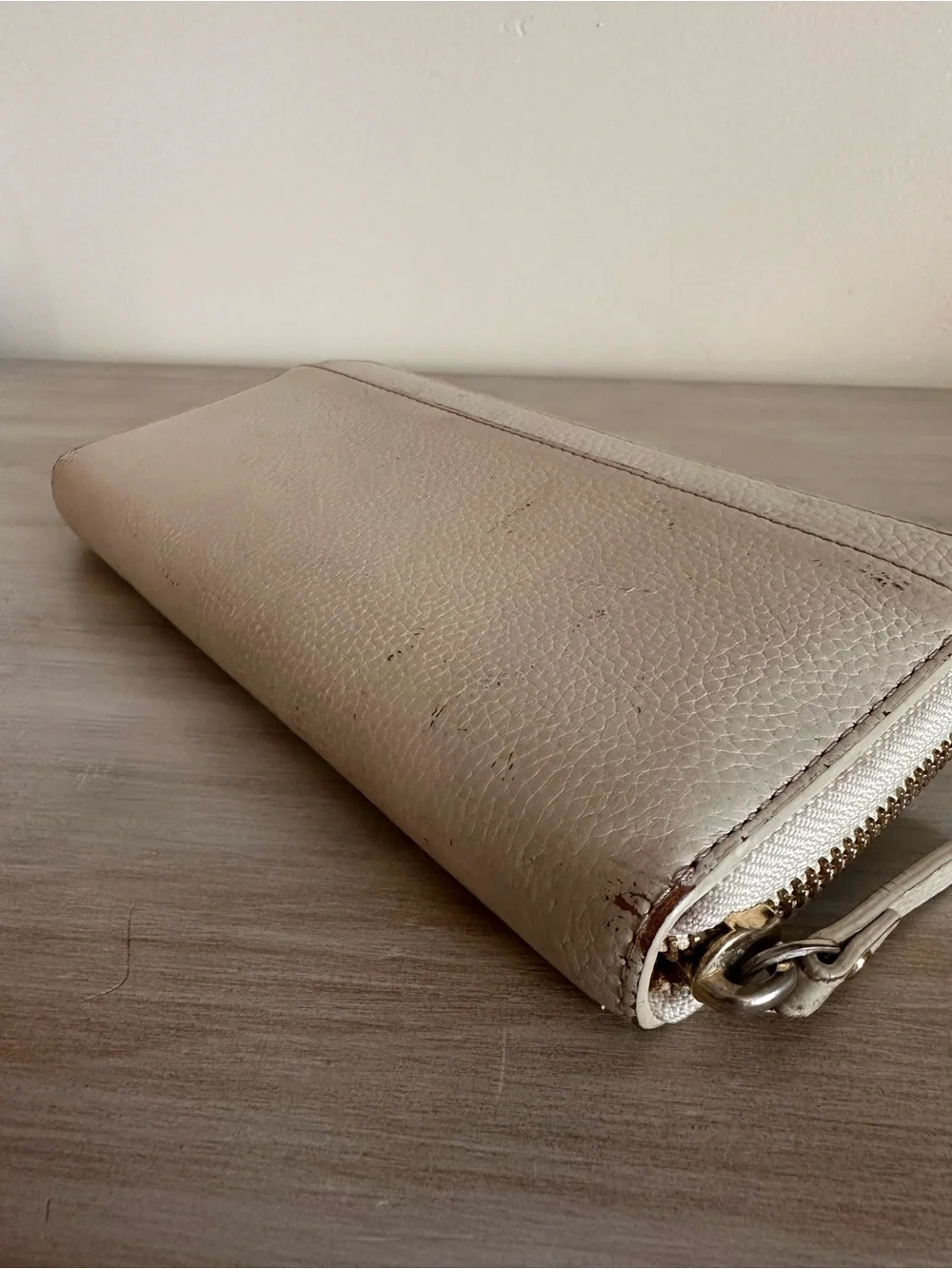 kate spade Cream Zip-Around Wallet with Black Bow